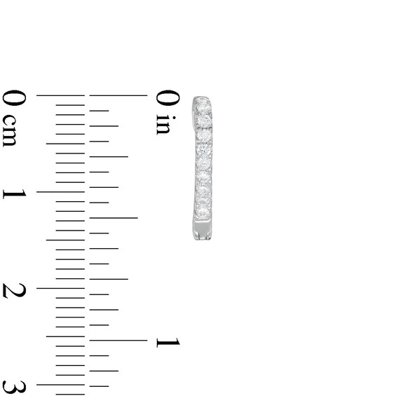 Cubic Zirconia "V" Hoop Earrings in Sterling Silver