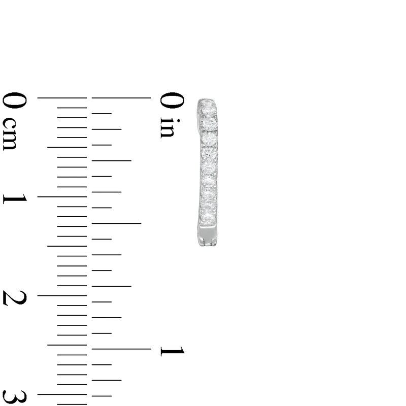 Main Image 2 of Cubic Zirconia "V" Hoop Earrings in Sterling Silver