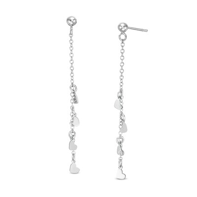 Heart Dangle Drop Earrings in Sterling Silver