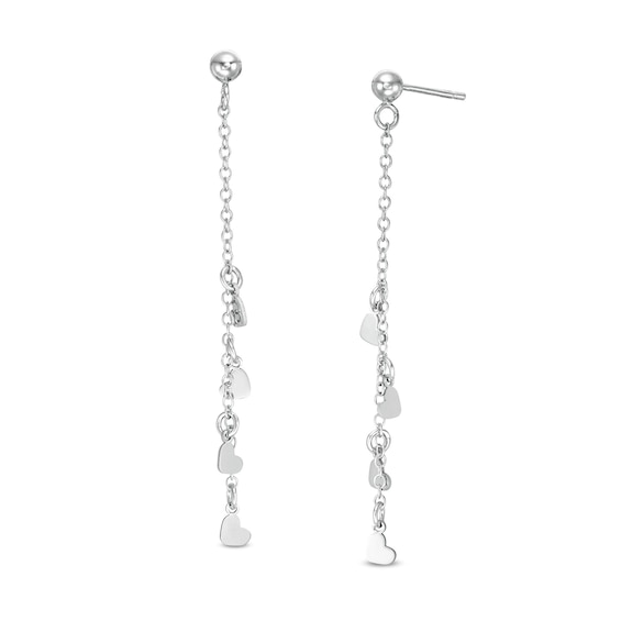 Heart Dangle Drop Earrings in Sterling Silver