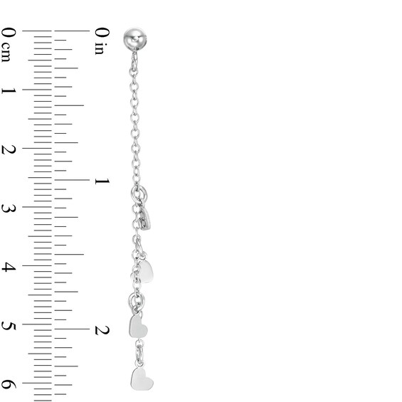 Heart Dangle Drop Earrings in Sterling Silver