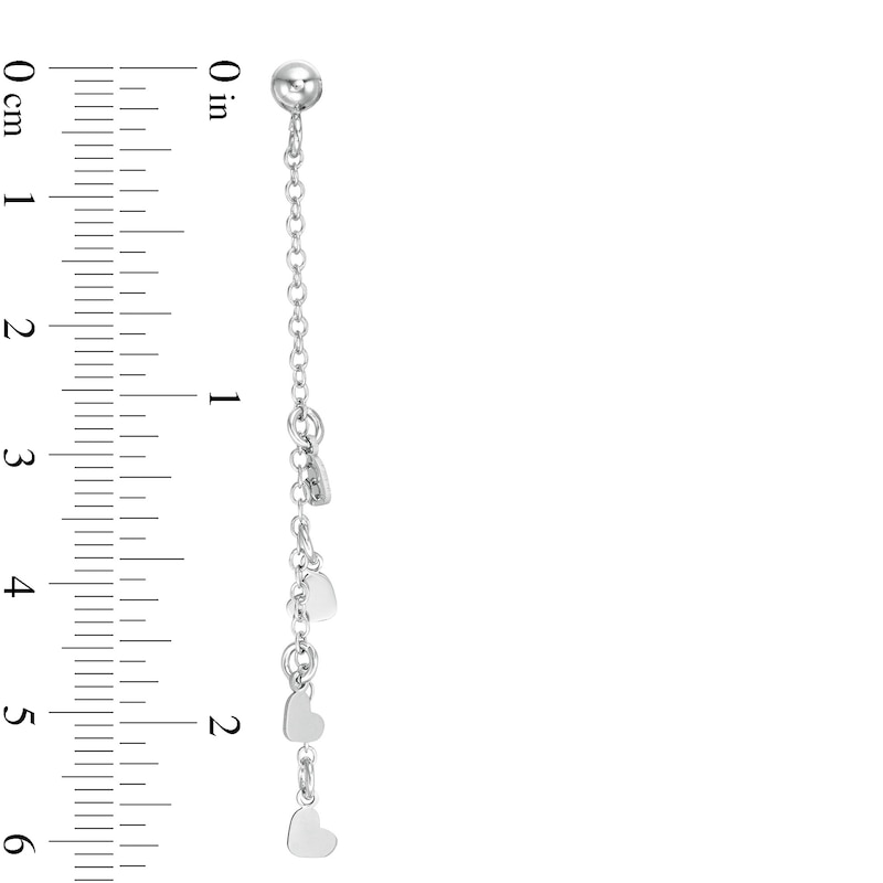 Main Image 2 of Heart Dangle Drop Earrings in Sterling Silver