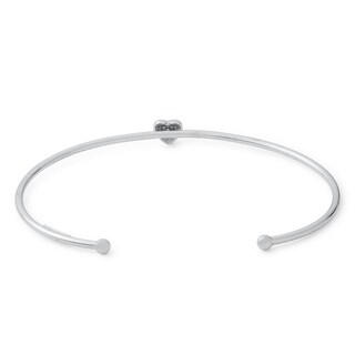 Sterling Silver CZ Heart Cuff Bracelet - 7"