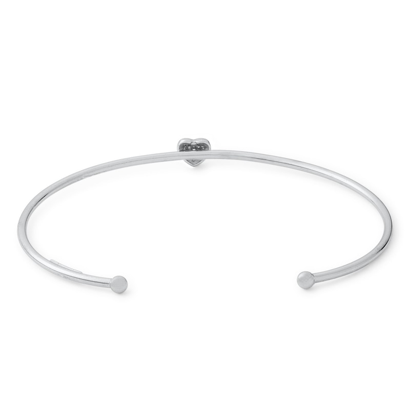 Main Image 2 of Sterling Silver CZ Heart Cuff Bracelet - 7"