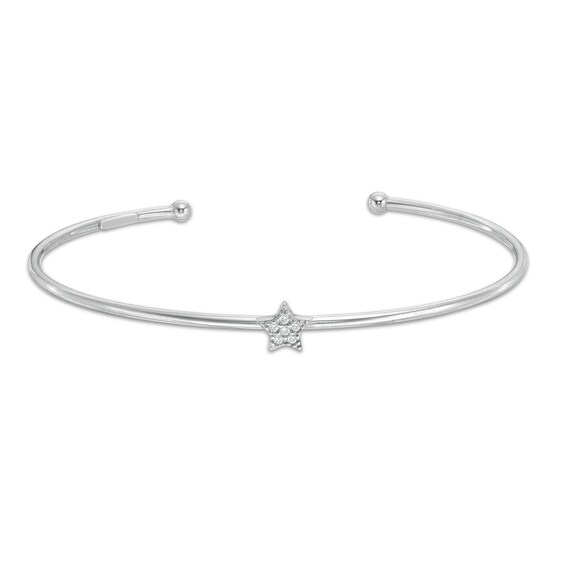 Cubic Zirconia Star Cuff in Sterling Silver