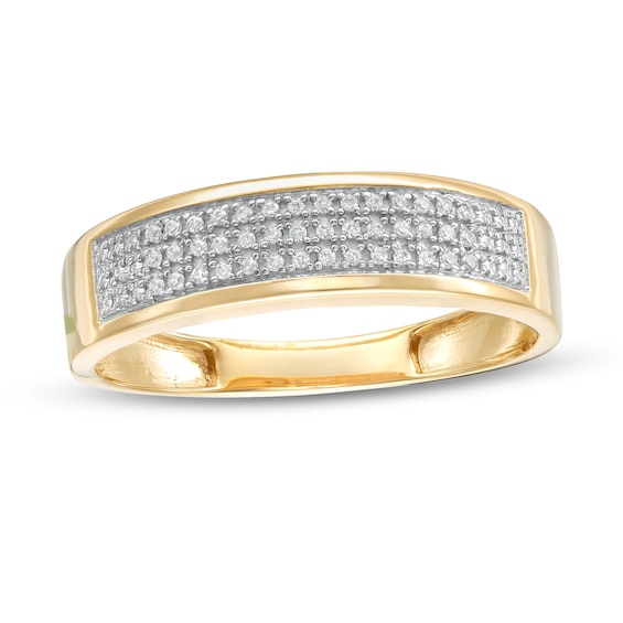 1/10 CT. T.W. Diamond Triple Row Wedding Band in 10K Gold