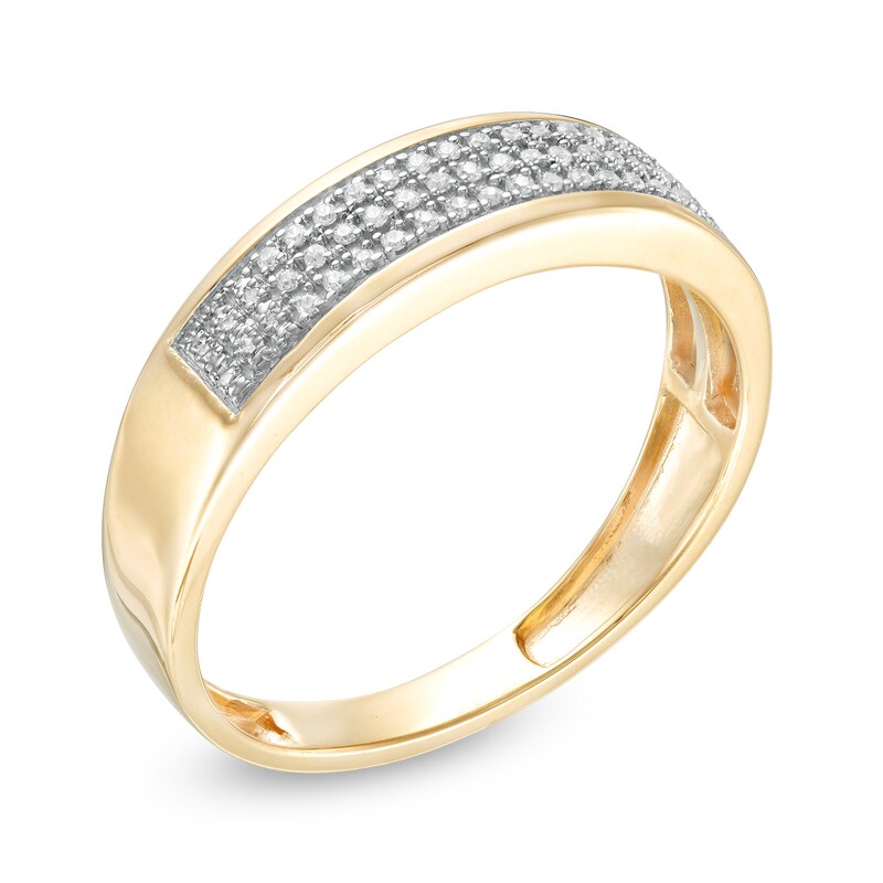 Main Image 2 of 1/10 CT. T.W. Diamond Triple Row Wedding Band in 10K Gold
