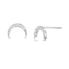 Thumbnail Image 1 of Cubic Zirconia Crescent Moon Stud Earrings in Solid Sterling Silver