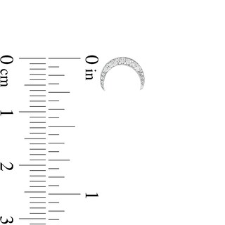 Cubic Zirconia Crescent Moon Stud Earrings in Solid Sterling Silver