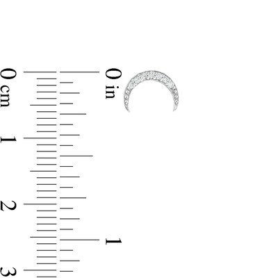 Cubic Zirconia Crescent Moon Stud Earrings in Solid Sterling Silver