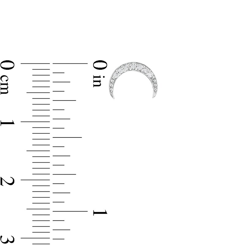 Main Image 2 of Cubic Zirconia Crescent Moon Stud Earrings in Solid Sterling Silver