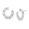 Thumbnail Image 1 of Baguette and Round Cubic Zirconia Stud Earrings in Sterling Silver