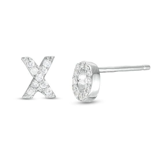 Cubic Zirconia "XO" Stud Earrings in Solid Sterling Silver