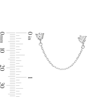 Solid Sterling Silver 4mm CZ Chain Dangle Drop Earrings