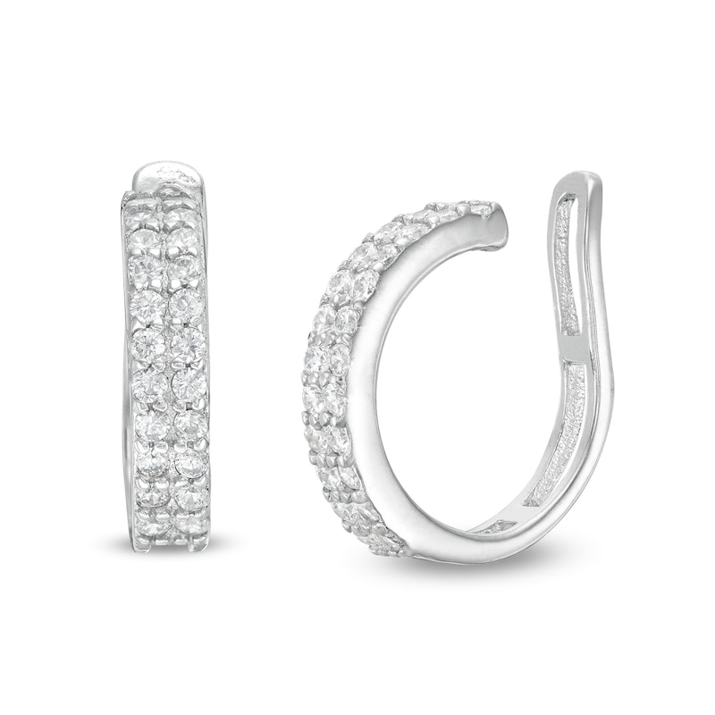 Cubic Zirconia Double Row Ear Cuff in Sterling Silver