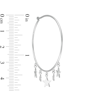 35mm Star Dangle Hoop Earrings in Sterling Silver