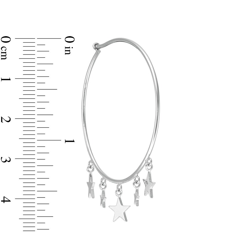 35mm Star Dangle Hoop Earrings in Sterling Silver