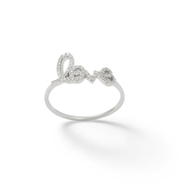Cubic Zirconia &quot;love&quot; Ring in Solid Sterling Silver - Size 7