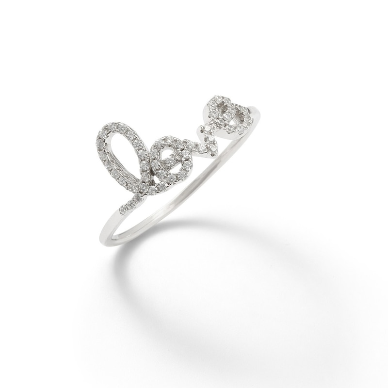 Main Image 2 of Cubic Zirconia "love" Ring in Solid Sterling Silver - Size 7