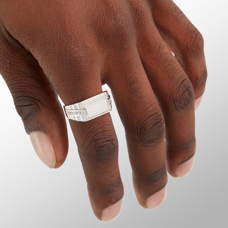 Main Image 3 of Sterling Silver CZ Baguette and Round Rectangular Ring
