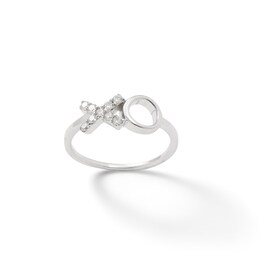 Cubic Zirconia &quot;XO&quot; Ring in Solid Sterling Silver - Size 7
