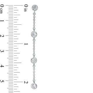 Sterling Silver CZ Station Chain Drop Earrings