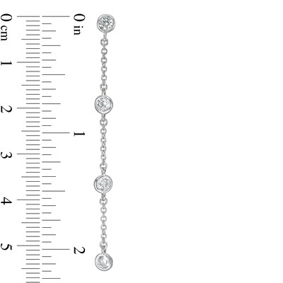 Sterling Silver CZ Station Chain Drop Earrings