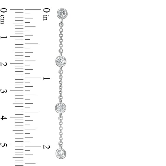 Sterling Silver CZ Station Chain Drop Earrings