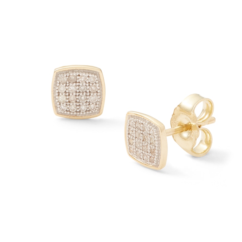 1/10 CT. T.W. Composite Cushion Diamond Stud Earrings in 10K Gold