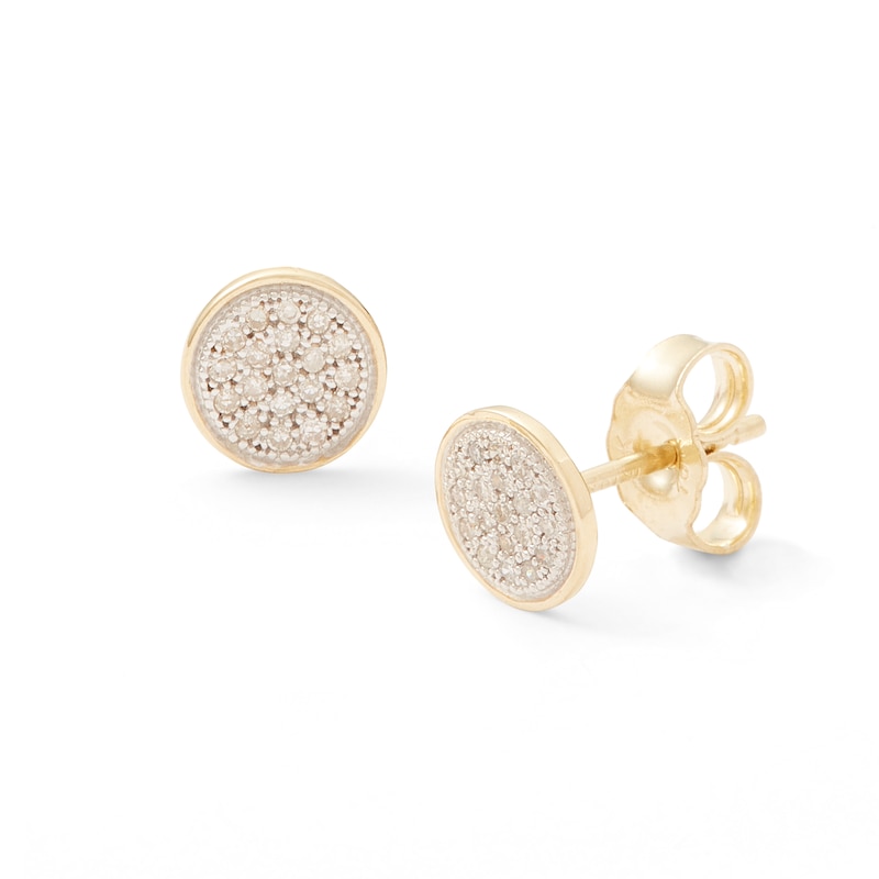 1/10 CT. T.W. Composite Diamond Circle Stud Earrings in 10K Gold
