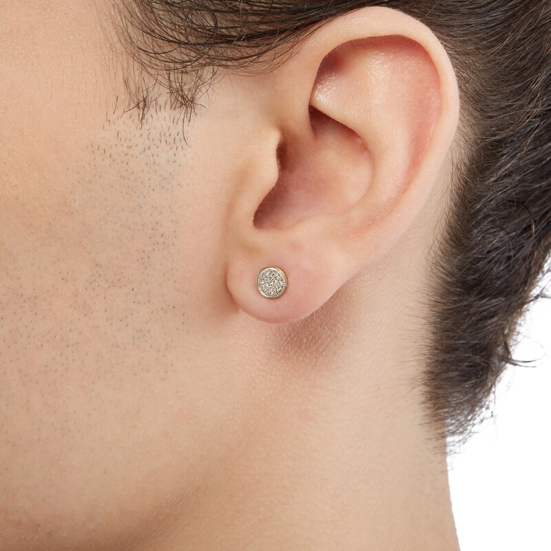 Main Image 3 of 1/10 CT. T.W. Composite Diamond Circle Stud Earrings in 10K Gold
