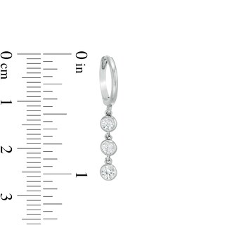 Cubic Zirconia Three Stone Drop Earrings in Sterling Silver