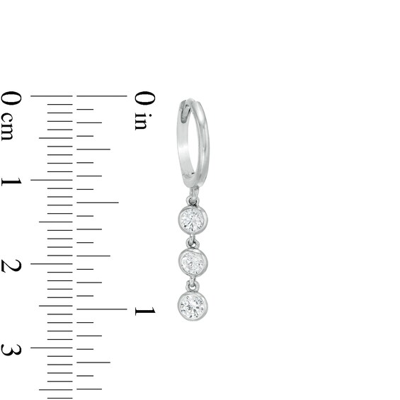 Cubic Zirconia Three Stone Drop Earrings in Sterling Silver