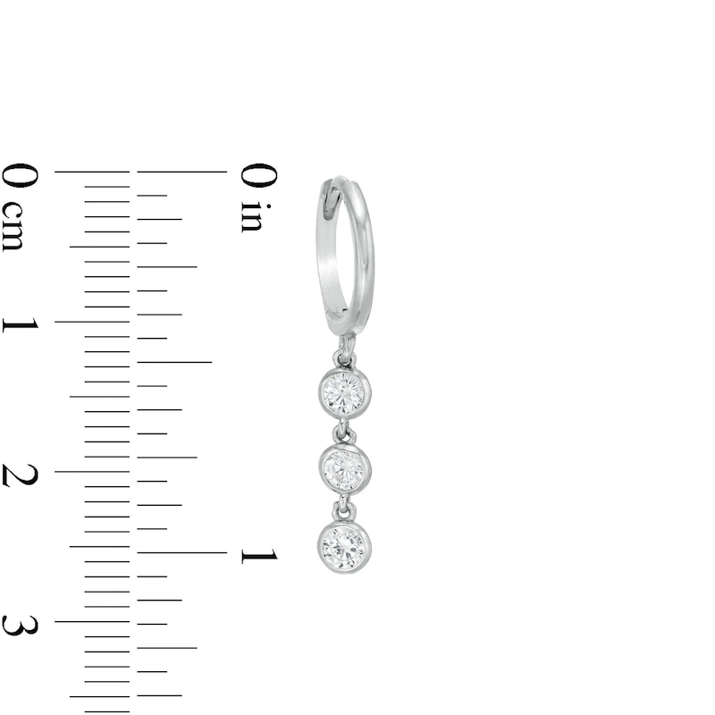 Main Image 2 of Cubic Zirconia Three Stone Drop Earrings in Sterling Silver