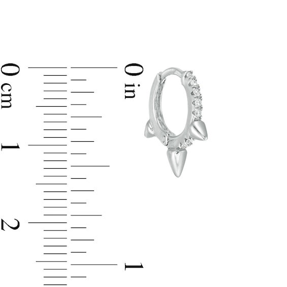 Cubic Zirconia Spike Hoop Earrings in Sterling Silver