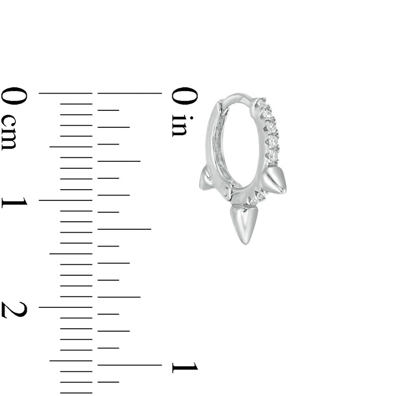 Main Image 2 of Cubic Zirconia Spike Hoop Earrings in Sterling Silver