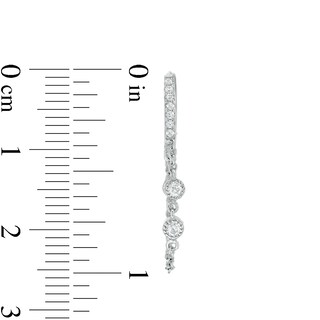 Cubic Zirconia Chain Dangle Hoop Earrings in Sterling Silver