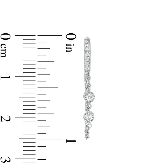 Cubic Zirconia Chain Dangle Hoop Earrings in Sterling Silver