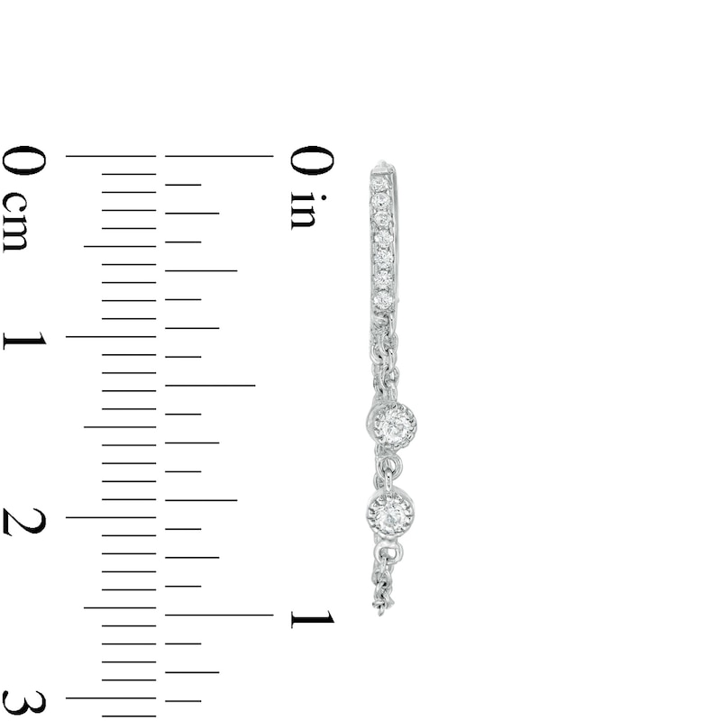Cubic Zirconia Chain Dangle Hoop Earrings in Sterling Silver