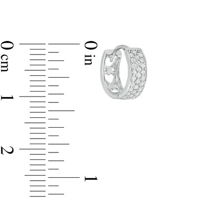 Cubic Zirconia Triple Row Hoop Earrings in Solid Sterling Silver