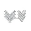 Thumbnail Image 1 of Cubic Zirconia Multi-Row Chevron Stud Earrings in Sterling Silver