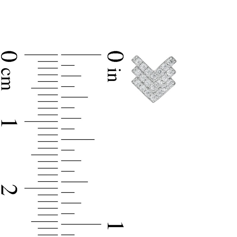 Main Image 2 of Cubic Zirconia Multi-Row Chevron Stud Earrings in Sterling Silver