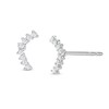 Thumbnail Image 0 of Cubic Zirconia Curved Crawler-Style Stud Earrings in Sterling Silver