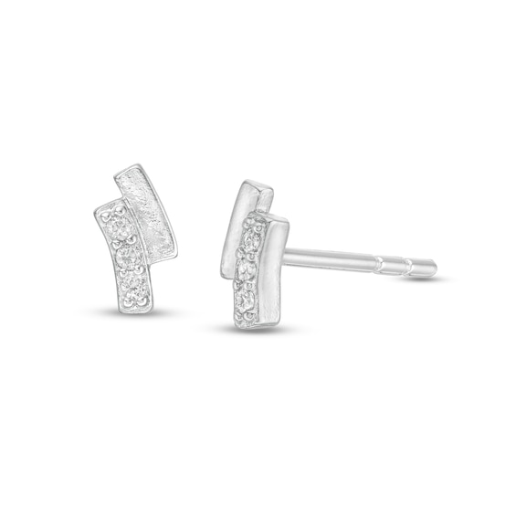 Cubic Zirconia Sash Stud Earrings in Sterling Silver