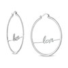 Thumbnail Image 1 of Cubic Zirconia Inside-Out "love" Hoop Earrings in Sterling Silver