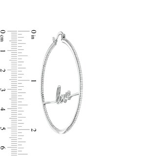 Cubic Zirconia Inside-Out "love" Hoop Earrings in Sterling Silver