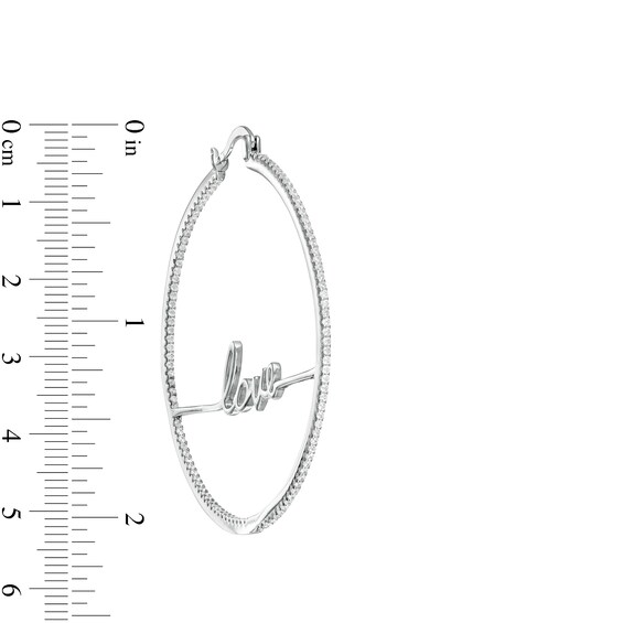 Cubic Zirconia Inside-Out "love" Hoop Earrings in Sterling Silver