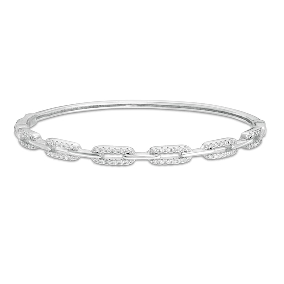 Cubic Zirconia Chain Link Bangle in Sterling Silver