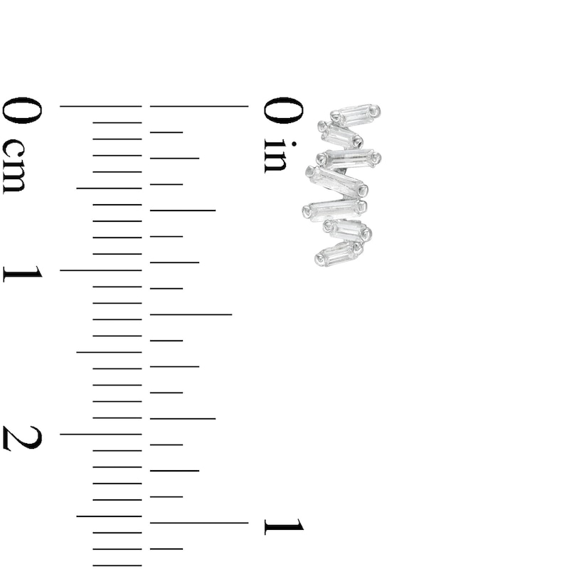 Main Image 2 of Emerald-Cut Cubic Zirconia Stud Earrings in Sterling Silver