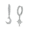 Thumbnail Image 0 of Cubic Zirconia Moon and Star Drop Earrings in Solid Sterling Silver
